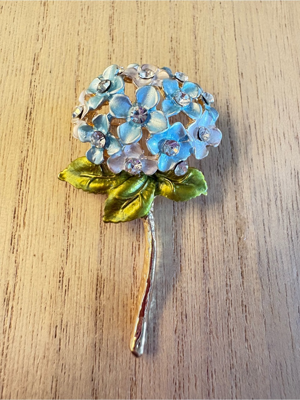 Floral Blue Enamel and Crystal Brooch - Women Jewelry Brooches